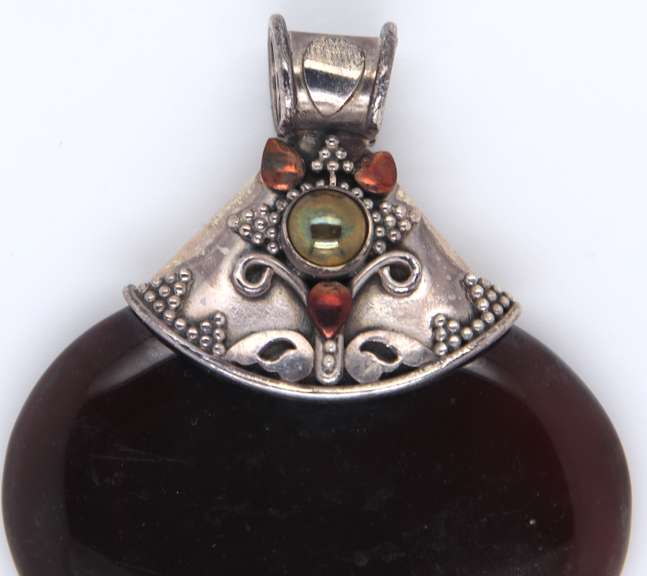 Vintage Sterling Silver Gemstone Pendant
