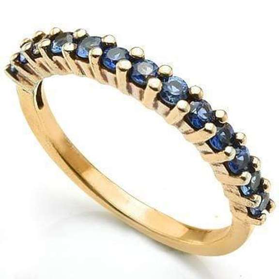 ELEGANT 0.52 CT GENUINE SAPPHIRE 10K SOLID YELLOW GOLD RING