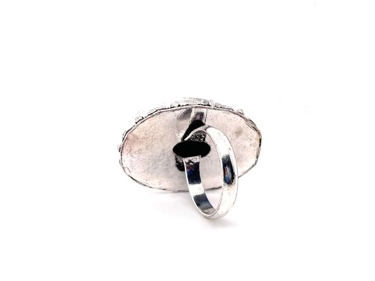 Oval Statement Kambaba Jasper in Tibetan Silver Energy Design Ring