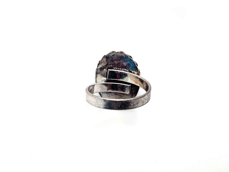 Oval Malachite Tibetan Silver Rope Ring