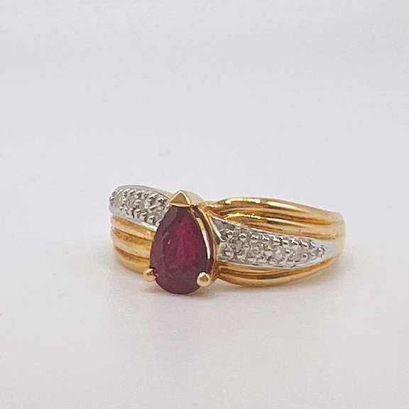 18kt Yellow Gold, Ruby, & Diamond Cocktail Ring