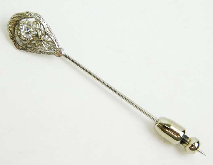 Beautiful Antique 14K Filigree Diamond Stick Pin