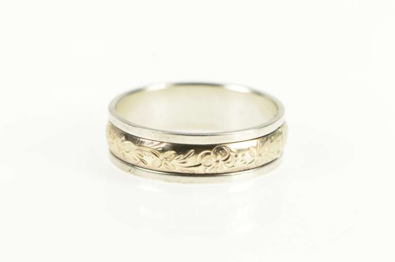 Sterling Silver 6.2mm Floral 14k Gold Filled Wedding Band Ring
