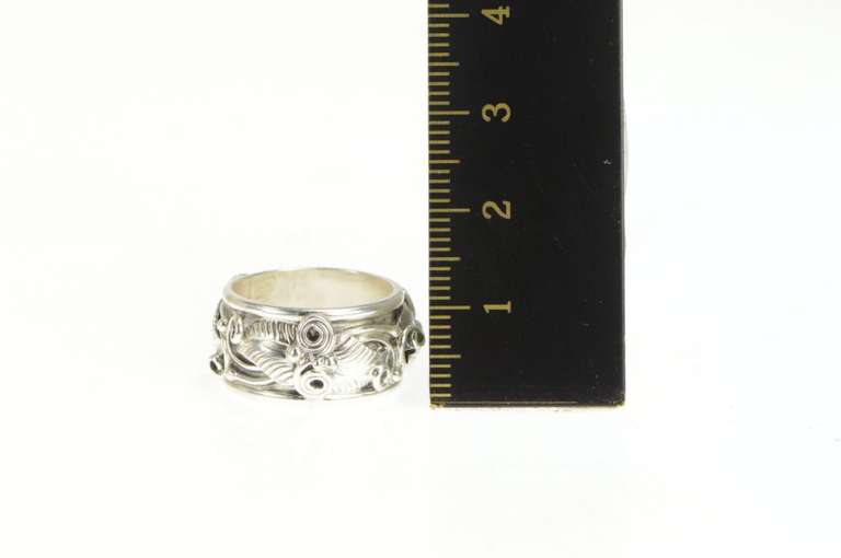 Sterling Silver Benson Manygoats Navajo Native American Leaf Ring