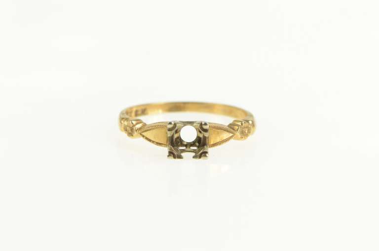 14K Yellow Gold Vintage NOS 1950's 4.0mm Engagement Setting Ring