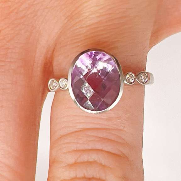 14kt Gold, Amethyst, & Diamond Cocktail Ring