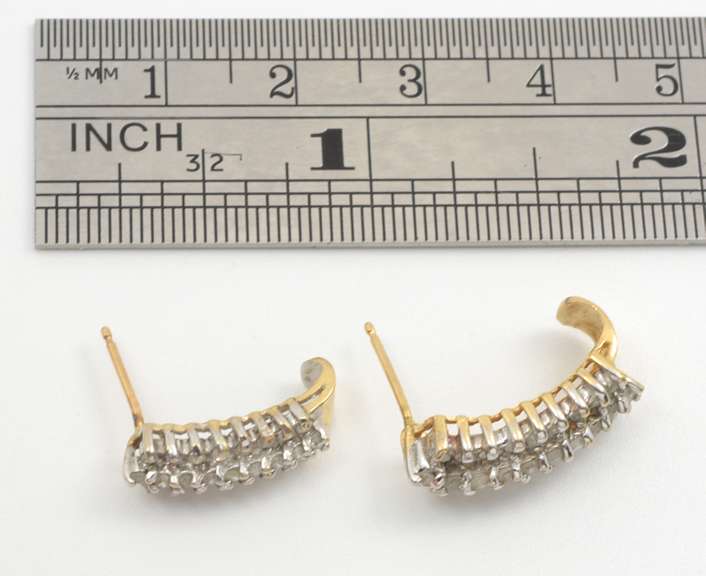 Diamond Cluster J Hoop Earrings