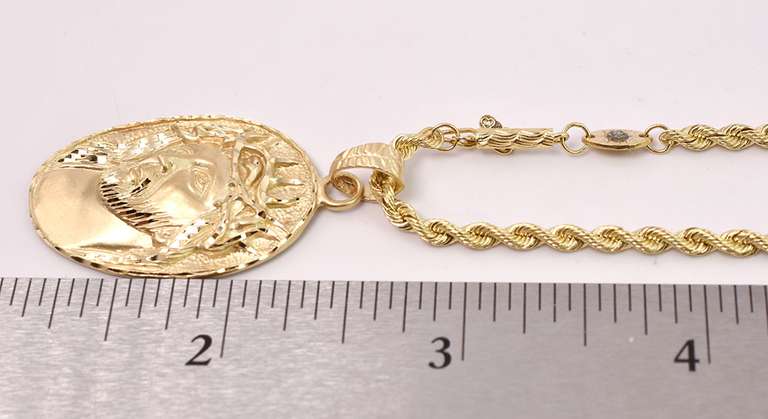 Religious Christ Pendant Necklace in 14K Yellow Gold