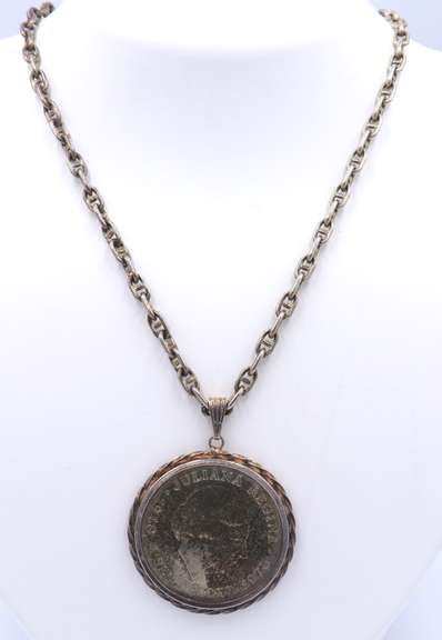 Vintage Juliana Regina 1975 Coin Pendant on Fancy Chain