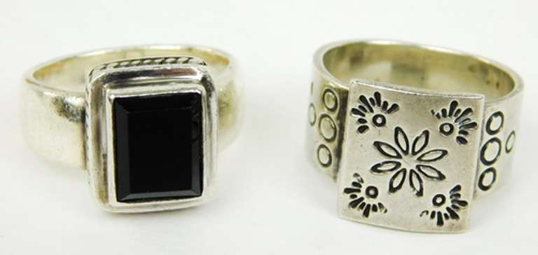 2 Chunky Wide Sterling Silver Rings
