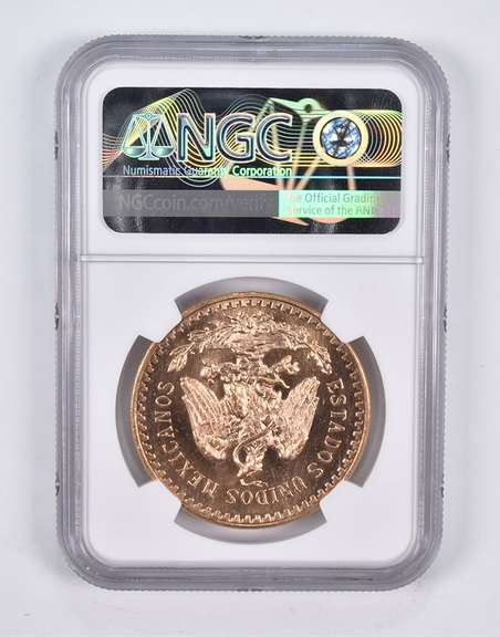 MS65 PL 1947 Mexico 50 Pesos Gold Restrike NGC