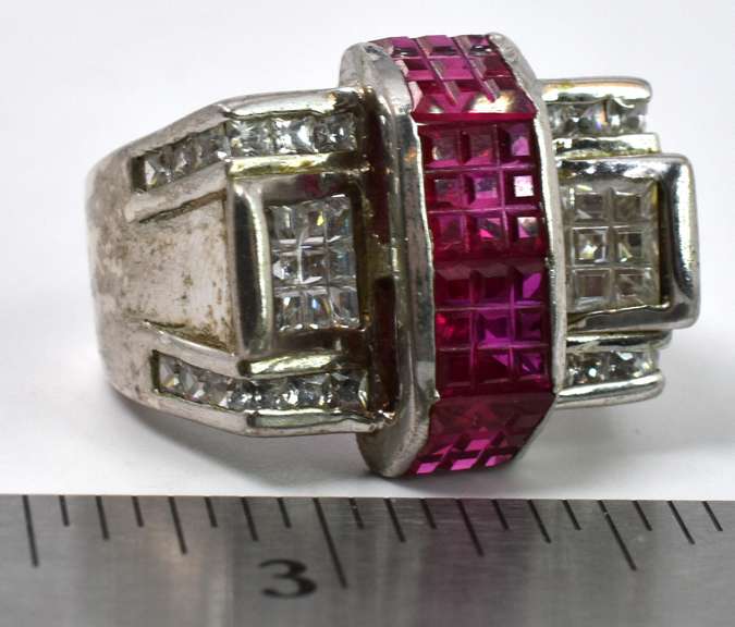 Bold And Striking CZ And Ruby Ring