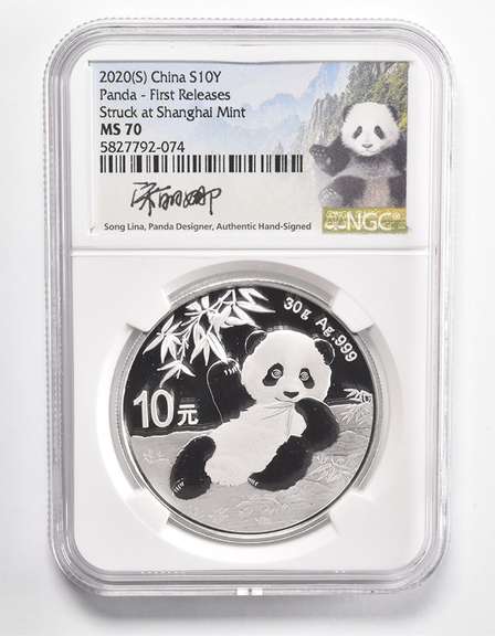 MS70 2020 (S) China 10 Yuan Silver Panda First Releases - Signed - NGC