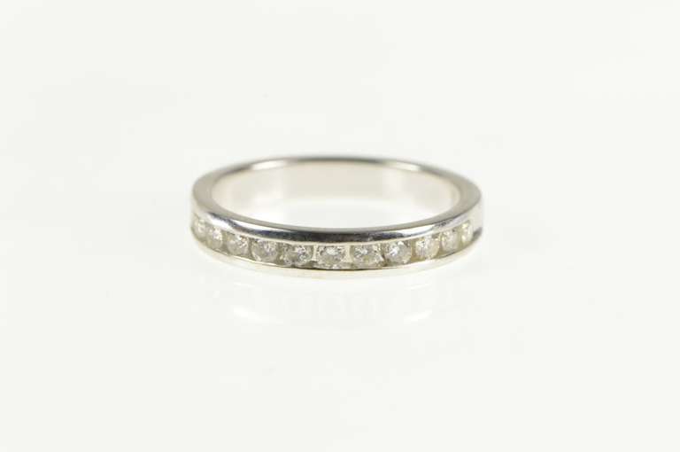 14K White Gold 0.60 Ctw Diamond Classic Wedding Band Ring