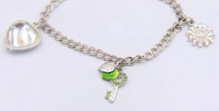 Vintage Italian Sterling Silver Bracelet with 3 Charms