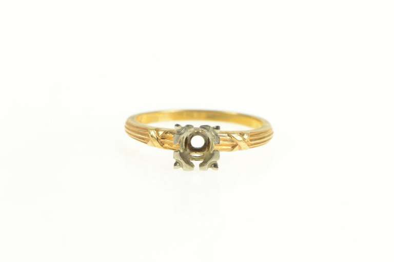 14K Yellow Gold 4.25mm Vintage NOS 1950's Engagement Setting Ring