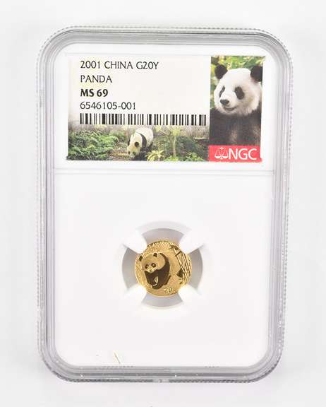 MS69 2001 China 20 Gold Yuan - Panda - Graded NGC