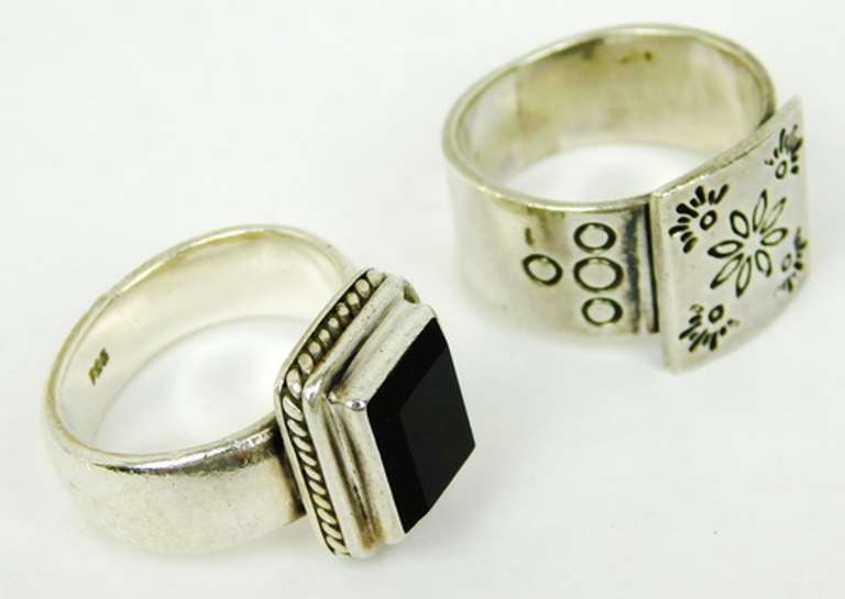 2 Chunky Wide Sterling Silver Rings