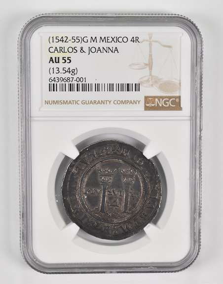 AU55 (1542-55)G M Mexico 4 Reales - Carlos & joanna - (13.54g) - NGC