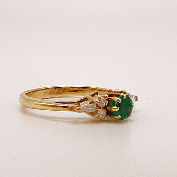 14kt Gold, Emerald, & Diamond Cocktail Ring