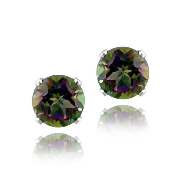 Sterling Silver Green Mystic Topaz Stud Earring