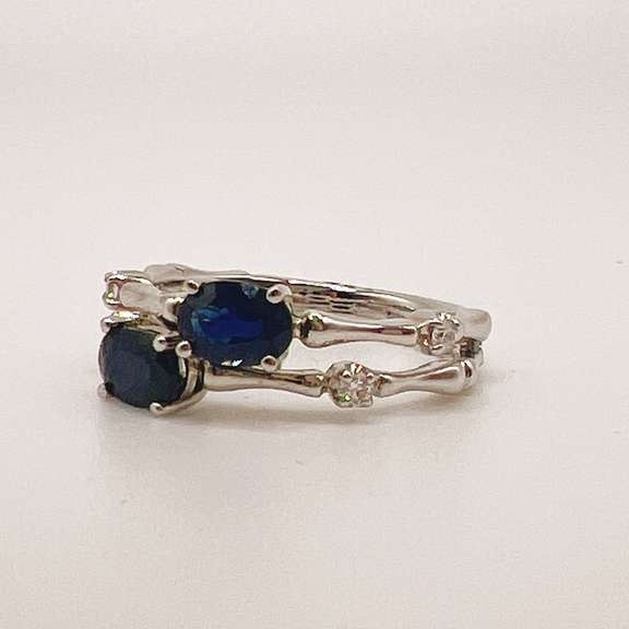 14kt Gold, Blue Sapphire, & Diamond Cocktail Ring
