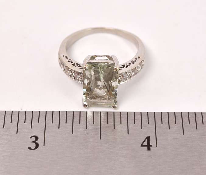 Gorgeous Green Amethyst Ring in 14K White Gold