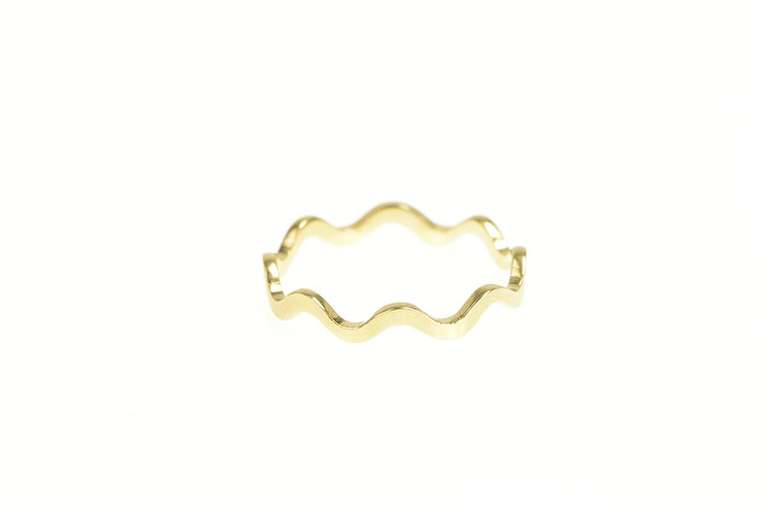 14K Yellow Gold 3.0mm Wavy Curvy Zig Zag Stackable Band Ring