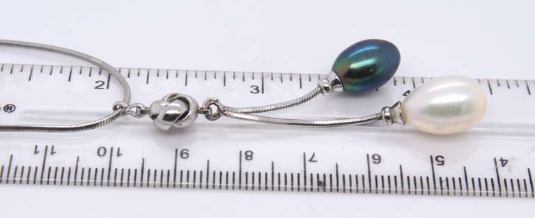 Vintage Sterling Silver Pearl Dangle Necklace