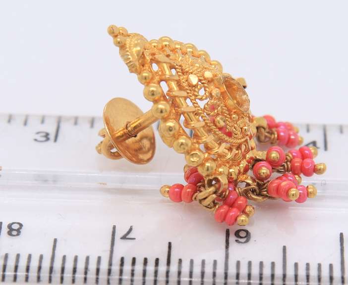 22k yellow gold necklace and earrings- stamped KDM