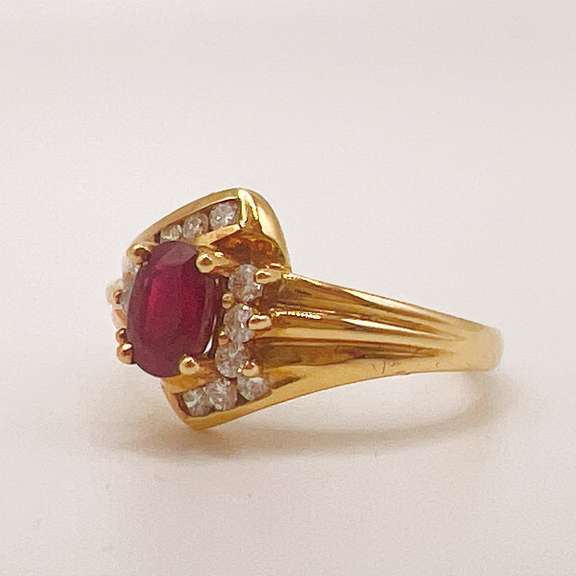 18kt Yellow Gold, Ruby, & Diamond Ring