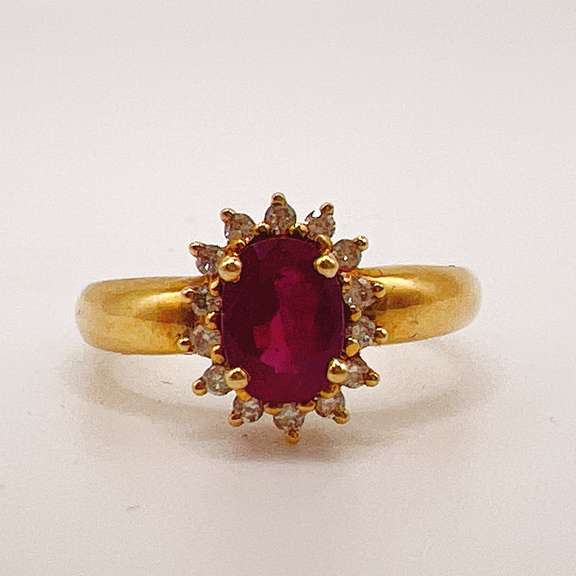 18kt Yellow Gold, Ruby, & Diamond Ring