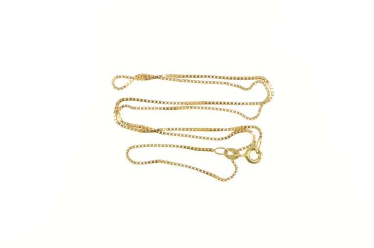 14K Yellow Gold 0.9mm Box Square Classic Simple Chain Necklace