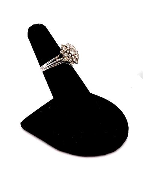 Glimmering Platinum Diamond Cluster Ring