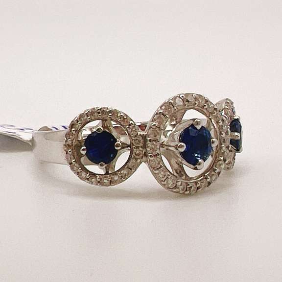 14kt Gold, Blue Sapphire, & Diamond Ring