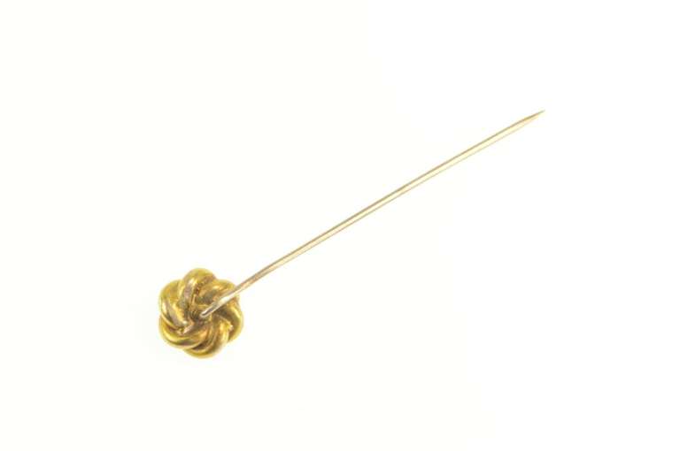 14K Yellow Gold Victorian Diamond Twist Knot Ornate Stick Pin