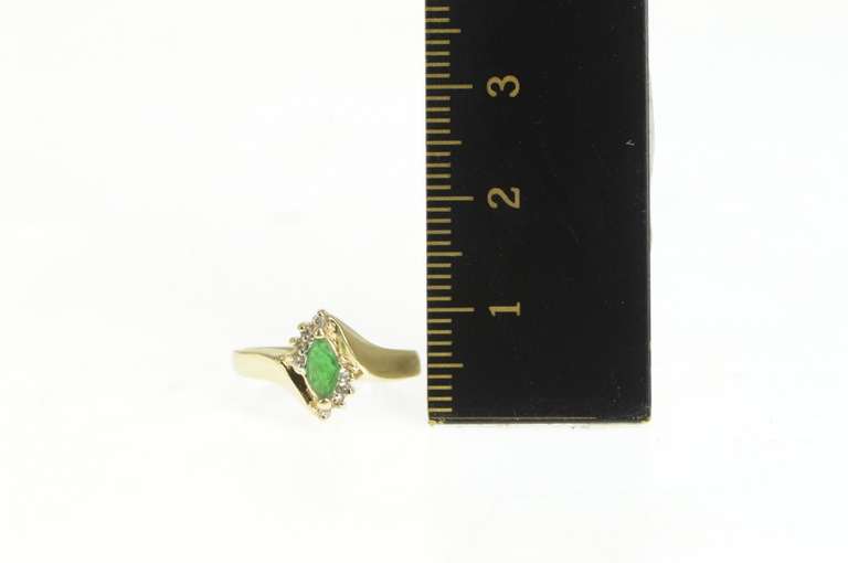 10K Yellow Gold Marquise Emerald Diamond Accent Bypass Ring