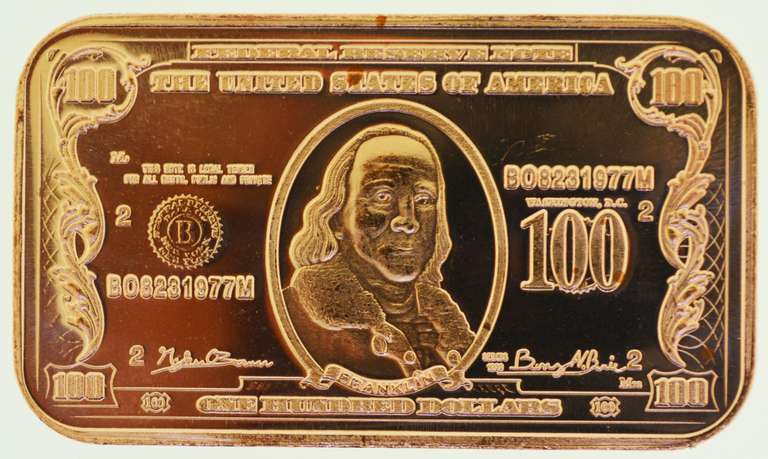 Benjamin Franklin of 1 oz .999 Copper Bars