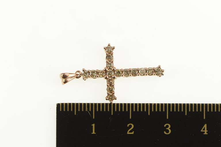 10K Rose Gold 0.40 Ctw Fancy Champagne Diamond Cross Pendant