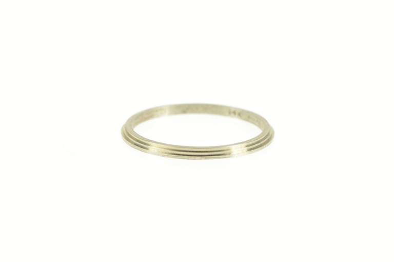 14K White Gold 1950's Vintage NOS 1.3mm Grooved Band Ring