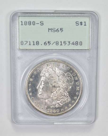 MS65 1880-S Morgan Silver Dollar - Graded PCGS