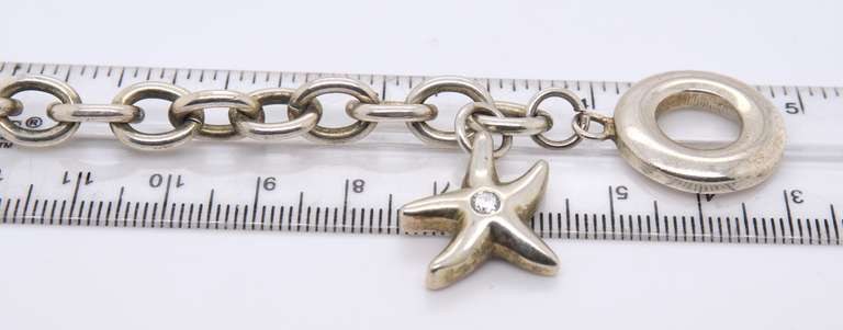 Vintage Sterling Silver Charm Bracelet w Toggle Clasp