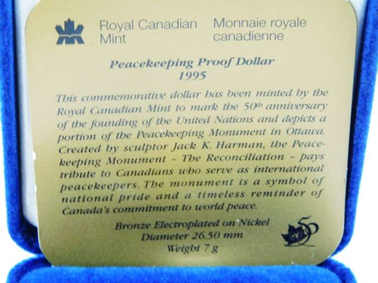 1995 Peacekeeping Proof Dollar Canadian Coin