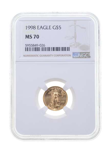 MS70 1998 $5 American Gold Eagle - Graded NGC
