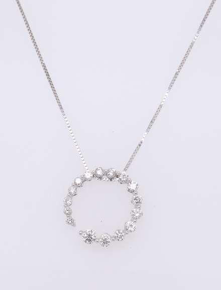 Dazzling White Gold Journey Diamond Pendant on Chain