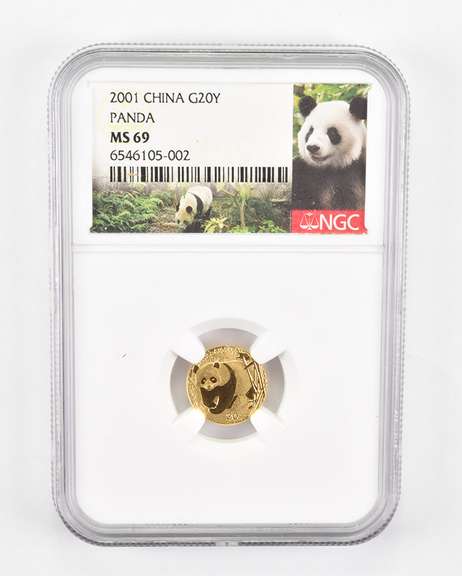 MS69 2001 China 20 Gold Yuan - Panda - Graded NGC