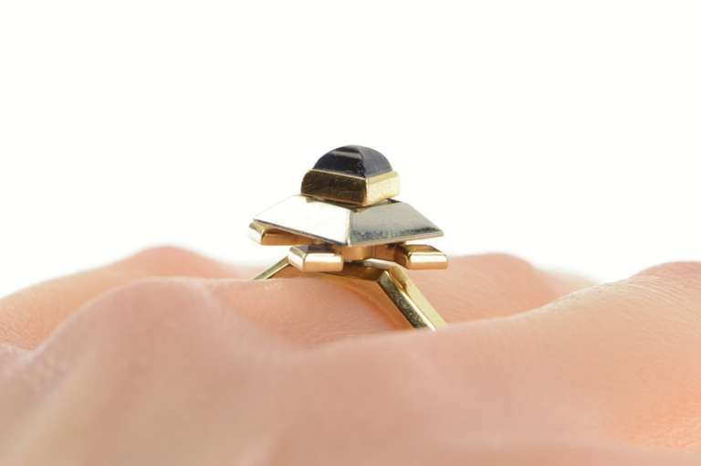 14K Yellow Gold Princess Iolite Citrine Two Tone Spinner Ring