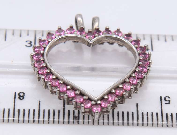 Vintage 925 Sterling Silver Group Lot of 3 Heart Shaped Pendants