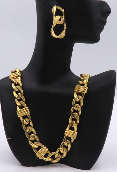 Set of Gold Plated Heavy Necklace with Matching Earrings