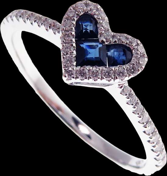 Romantic Ice Blue Sapphire Heart Ring with Diamond Crusted 18k White Gold